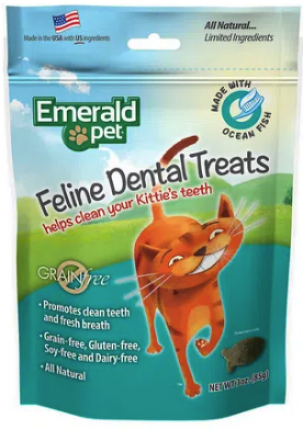 Emerald Pet Feline Dental Treats - Pescado Oceanico 85g Para Gato